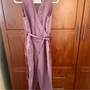 notPERFECTLINEN Lavender Wrap Jumpsuit